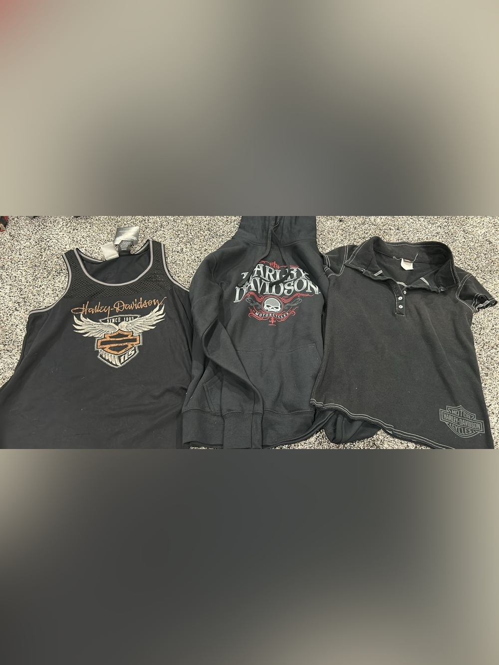 Harley-Davidson size medium Black Graphic Tank, Hoodie & Polo Set